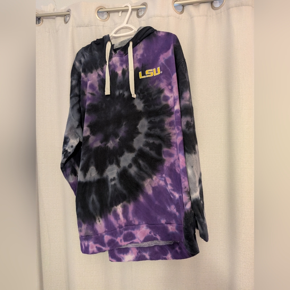 LSU colosseum Purple and Black Tie-Dye Hoodie XXL